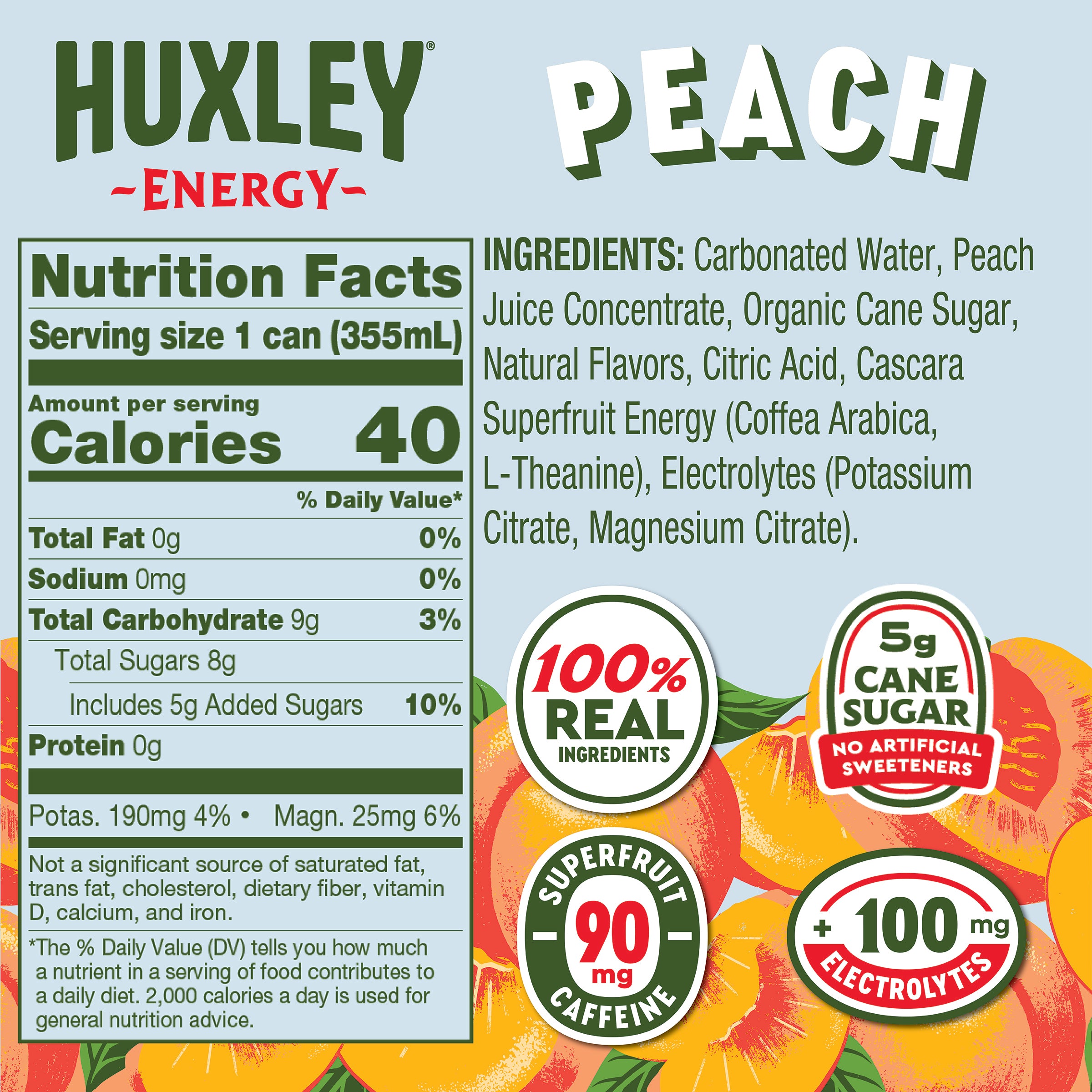 peachページ im Huxley Peach Energy Drink | Real Fruit Juice, 35 Calories